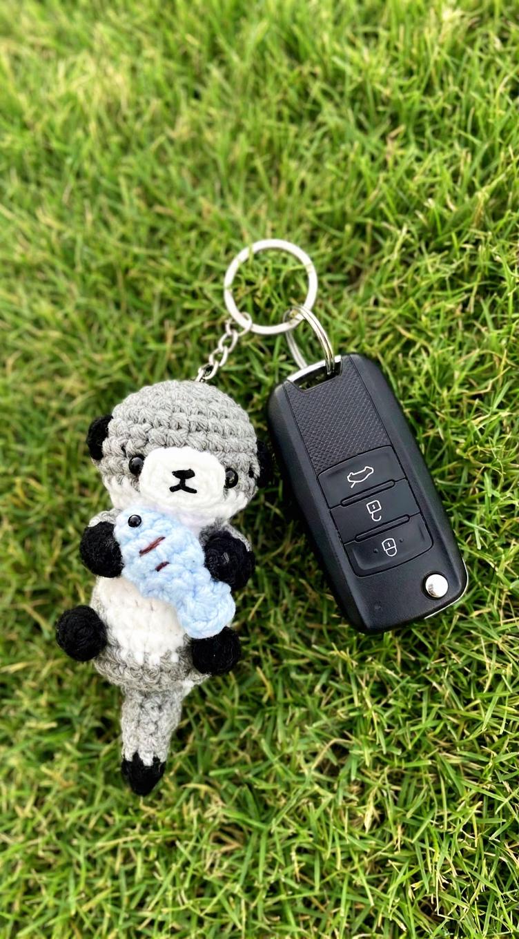 Handmade Crochet Otter Keychain, Amigurumi Otter Plush Keyring, Cute Otter Couple Gift, Animal Backpack Charm, Personalized Stuffed Toy