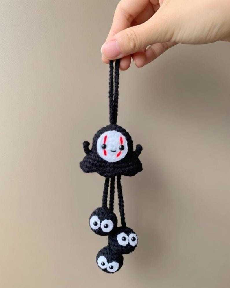 Crochet Ghost Car Mirror Hanging, Halloween Ghost Car Charm, Cute Amigurumi Rearview Mirror Hanger, Spooky Car Decor, Handmade Ornament