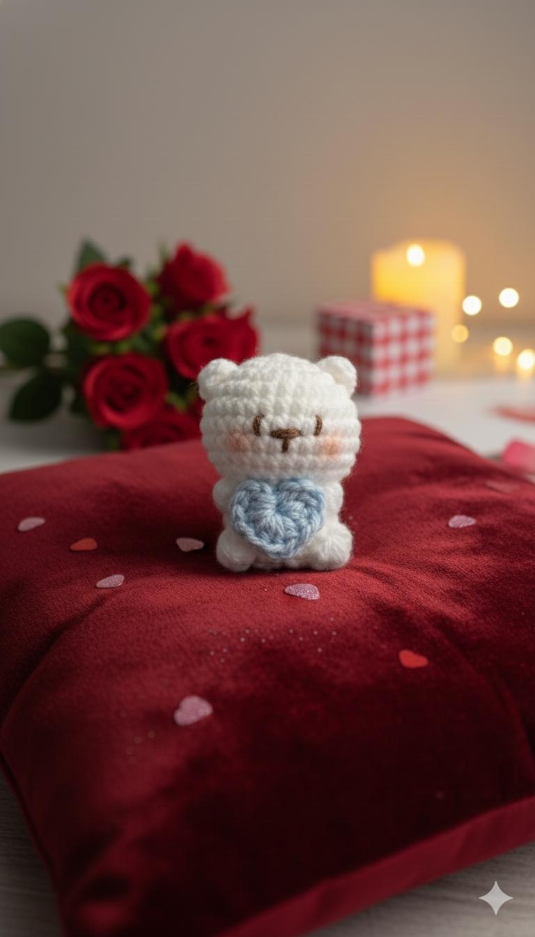Handmade Valentine Bear Plushies, Couple Crochet Bears with Hearts, Anniversary Gift for Boyfriend Girlfriend, Cute Amigurumi Animal Decor