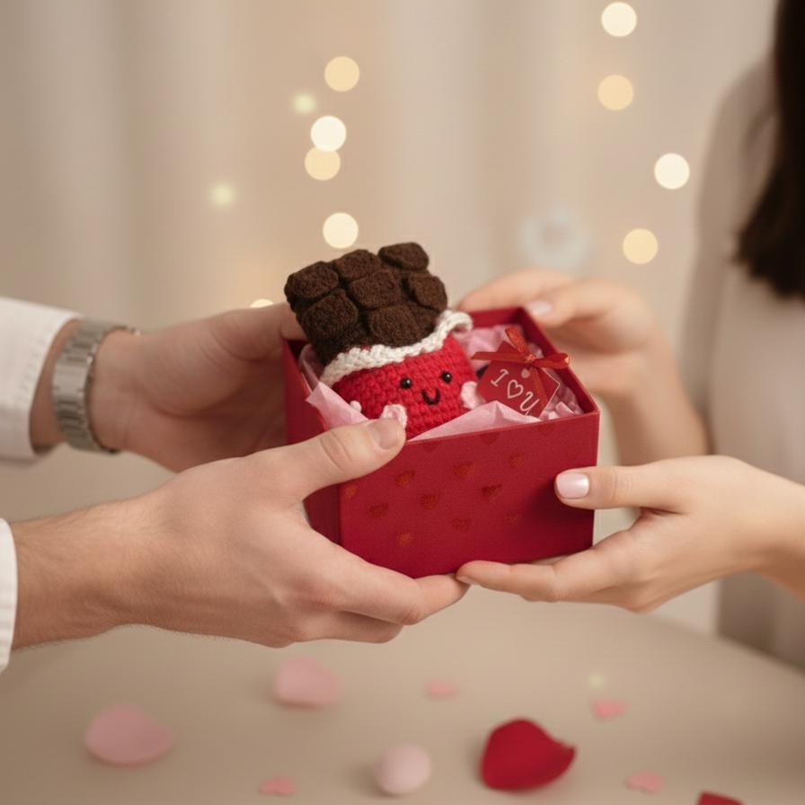 Crochet Chocolate Bar Amigurumi, Valentine's Day Gift for Her, Anniversary Gift for Him, Cute Kawaii Food Plushie, Handmade Valentines Gift