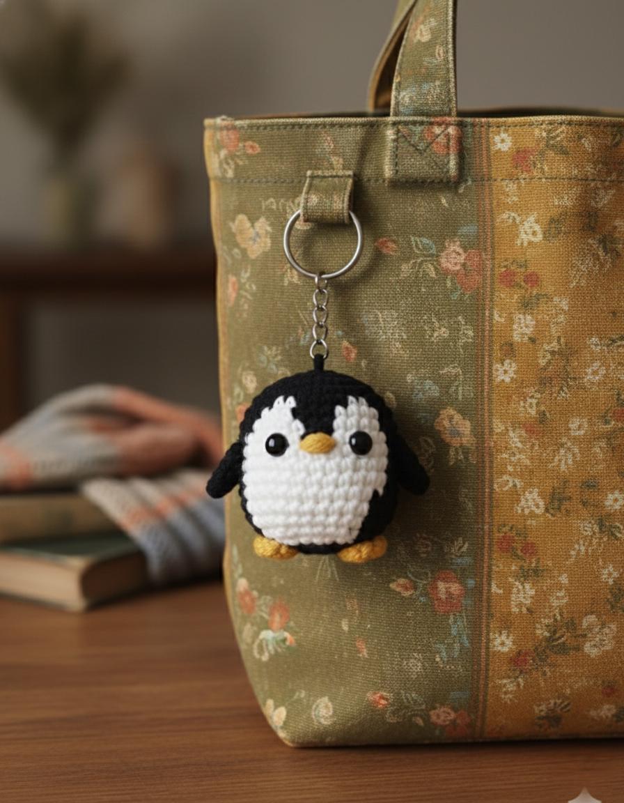 Handmade Crochet Penguin Keychain, Cute Amigurumi Penguin Keyring, Penguin Couple Gift, Kawaii Bag Charm, Handmade Small Crochet Toy
