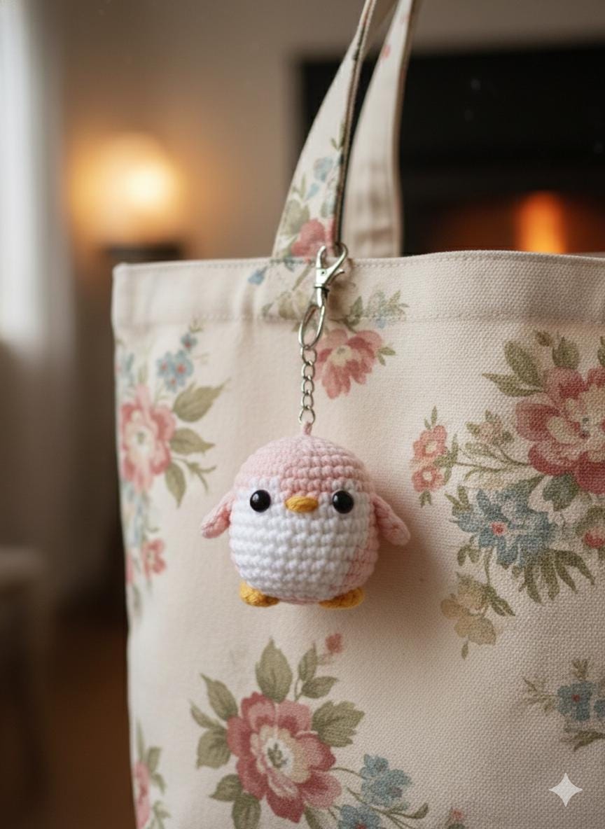 Handmade Crochet Penguin Keychain, Cute Amigurumi Penguin Keyring, Penguin Couple Gift, Kawaii Bag Charm, Handmade Small Crochet Toy