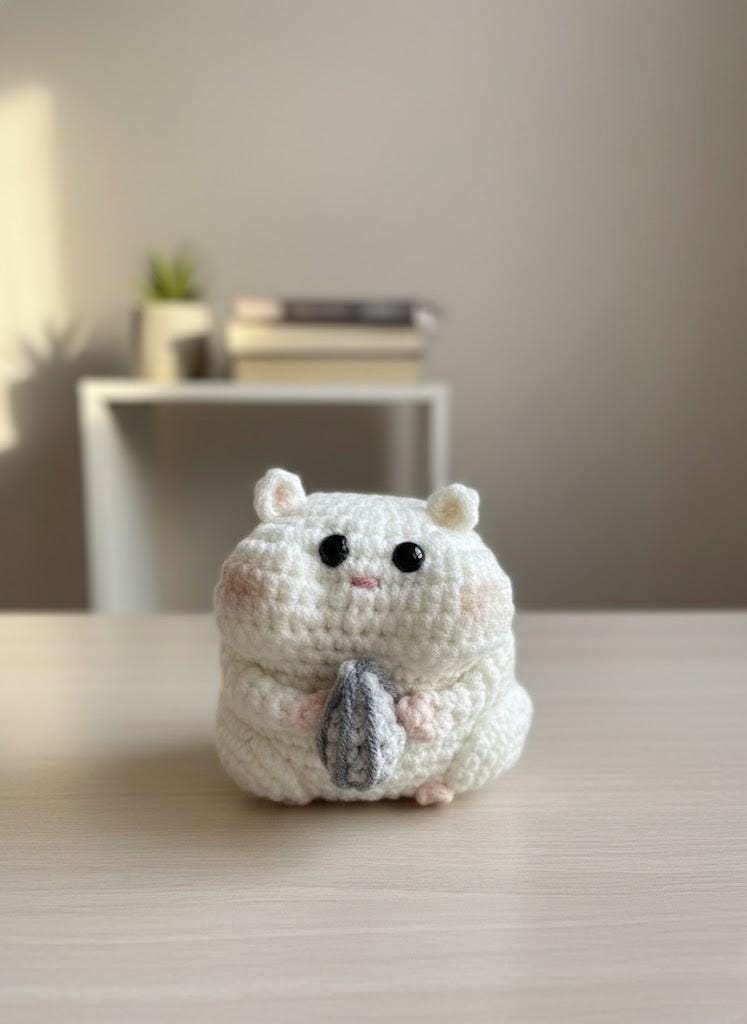 Handmade Crochet Hamster Plush, Amigurumi Stuffed Animal, Kawaii Hamster Toy with Seed, Cute Gift for Kids, Cute Gift for Her, Soft Toy