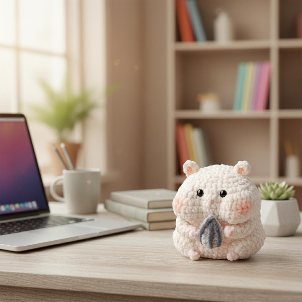 Handmade Crochet Hamster Plush, Amigurumi Stuffed Animal, Kawaii Hamster Toy with Seed, Cute Gift for Kids, Cute Gift for Her, Soft Toy