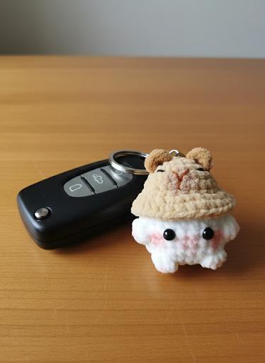 Crochet Mushroom Animal Plush Keychain, Handmade Kawaii Bag Charm