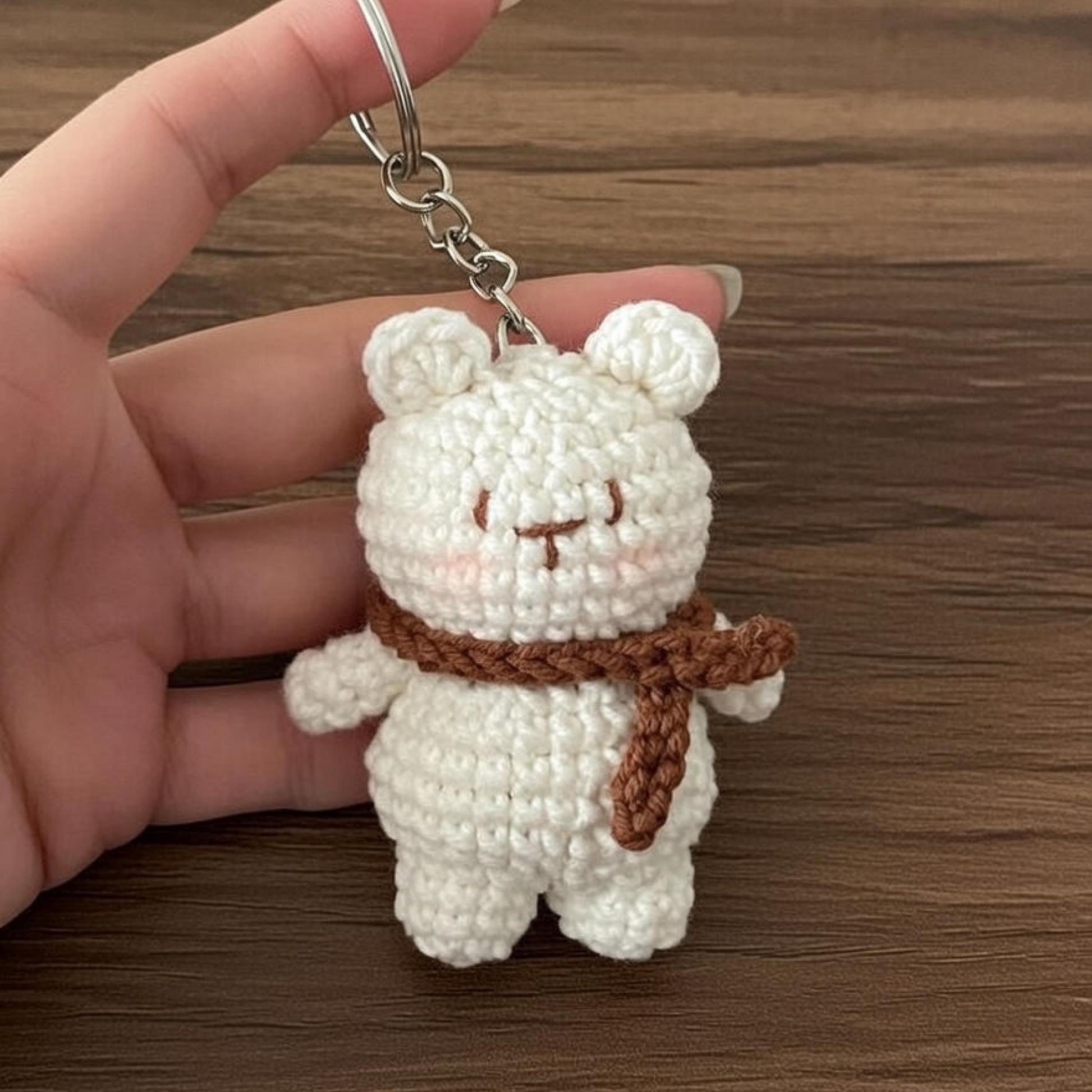 Crochet Bear Matching Keychain, Handmade Amigurumi Bag Charm, Kawaii Bear Keychain, Couple Keychain Gift, Cute Animal Keyring, Gift For Her