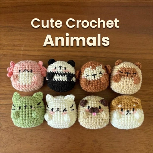 Kawaii Crochet Animal Keychain, Amigurumi Animal Bag Charm, Mini Plush Keyring, Cute Axolotl Pug Capybara Cat Panda Dog Gift, Handmade Gift