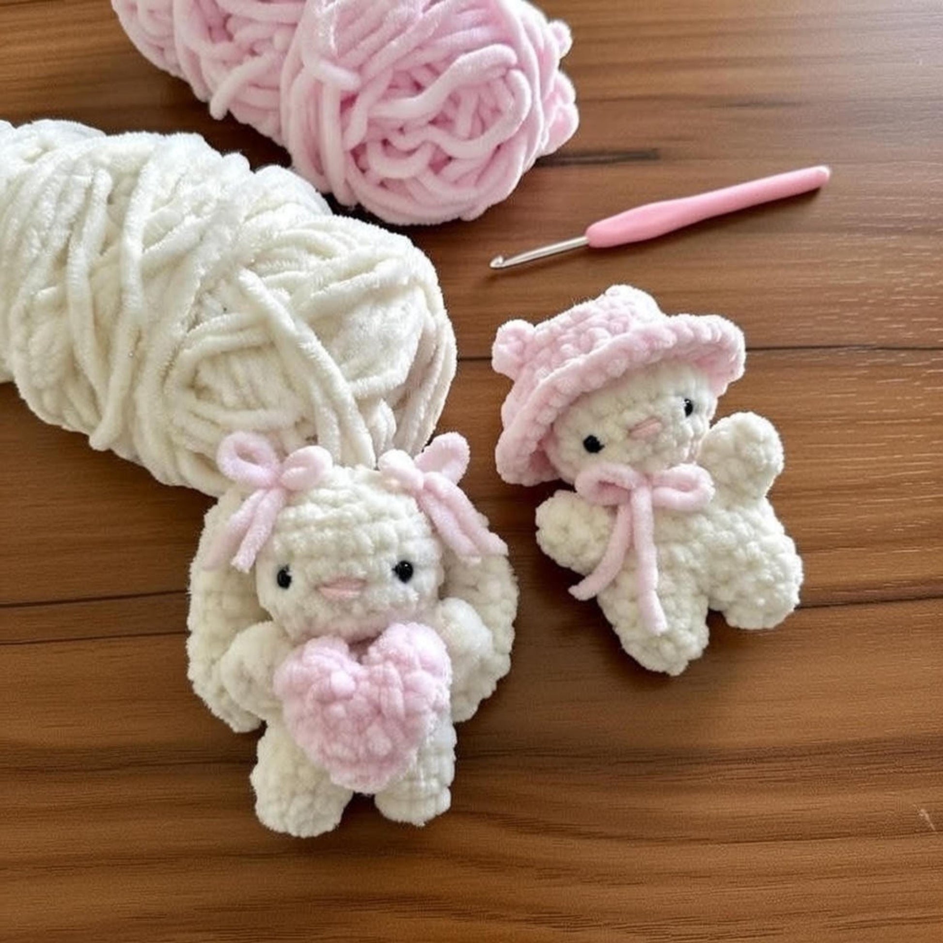 Crochet Bunny Bear Keychain, Cute Bag Charm, Valentines Day Gift, Crochet Bunny Bear, Cute Couple Keychain, Self Love Gift, Gift for Her