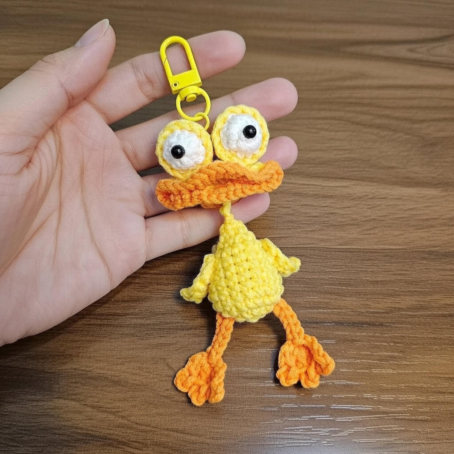 Crochet Duck Keychain, Funny Amigurumi Bag Charm, Gift for Bestie