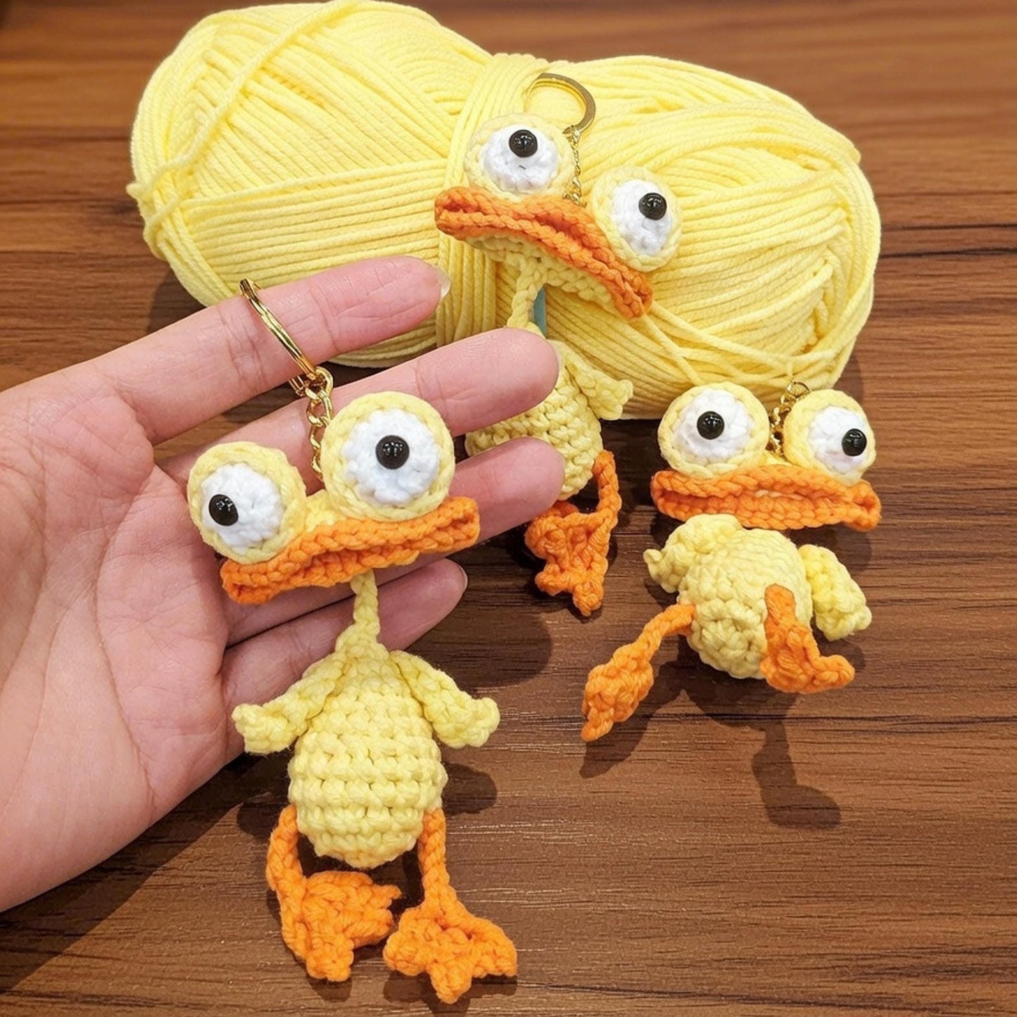 Crochet Duck Keychain, Funny Amigurumi Bag Charm, Gift for Bestie