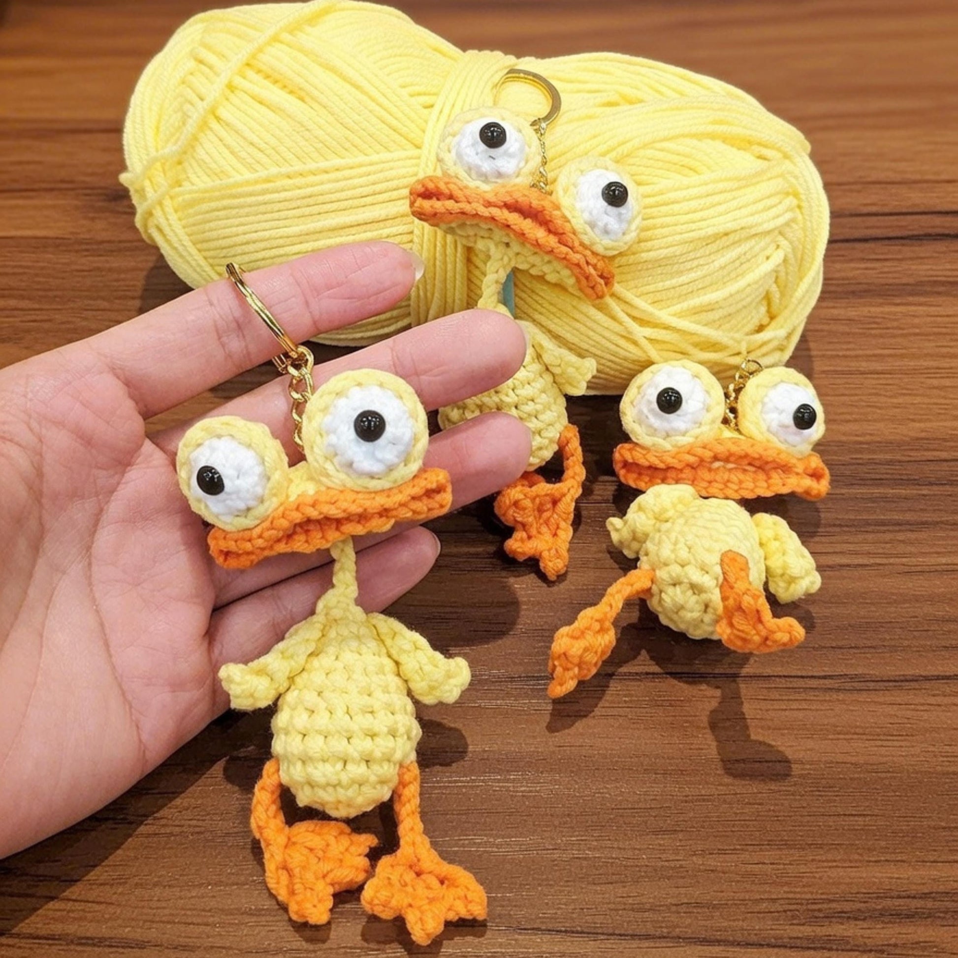 Crochet Duck Keychain, Funny Amigurumi Bag Charm, Gift for Bestie