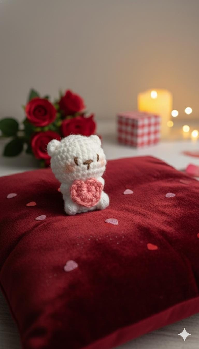 Handmade Valentine Bear Plushies, Couple Crochet Bears with Hearts, Anniversary Gift for Boyfriend Girlfriend, Cute Amigurumi Animal Decor