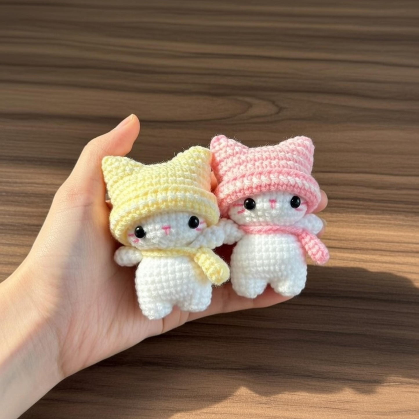Crochet Cat Keychain, Handmade Amigurumi Kitten Plush, Kawaii Dress Up Cat Toy, Gift for Cat Lovers, Personalized Gift