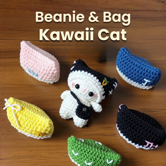 Crochet Cat Keychain, Handmade Amigurumi Kitten Plush, Kawaii Dress Up Cat Toy, Gift for Cat Lovers, Personalized Gift