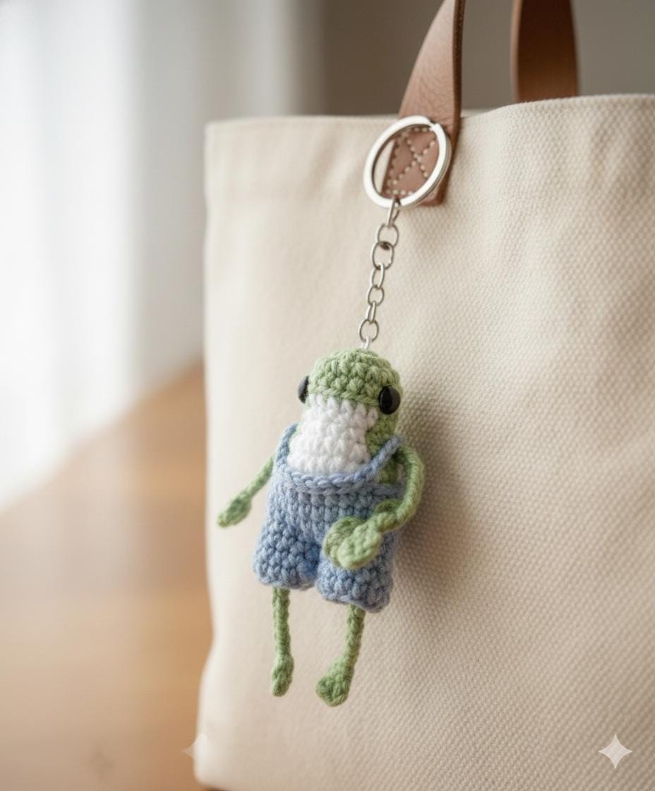 Crochet Frog Couple Keychain, Cute Amigurumi Frog, Handmade Animal Keyring, Frog Crochet, Anniversary Gift for Couples, Frog Lover Gift