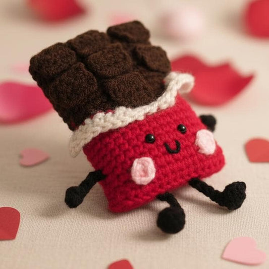 Crochet Chocolate Bar Amigurumi, Valentine's Day Gift for Her, Anniversary Gift for Him, Cute Kawaii Food Plushie, Handmade Valentines Gift