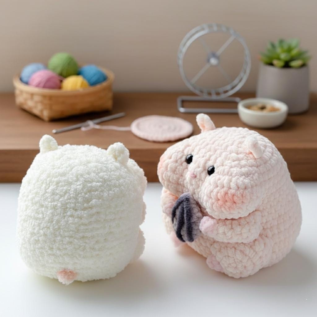 Handmade Crochet Hamster Plush, Amigurumi Stuffed Animal, Kawaii Hamster Toy with Seed, Cute Gift for Kids, Cute Gift for Her, Soft Toy