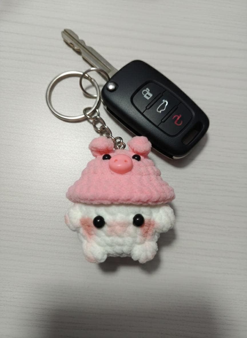 Crochet Mushroom Animal Plush Keychain, Handmade Kawaii Bag Charm