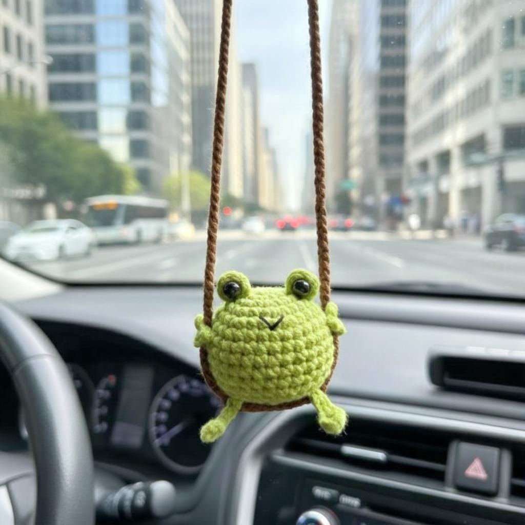 Crochet Rearview Mirror Charm, Handmade Amigurumi Car Mirror Hanging, Cute Kawaii Car Decor, Gift for Her, Personalized Car Charm