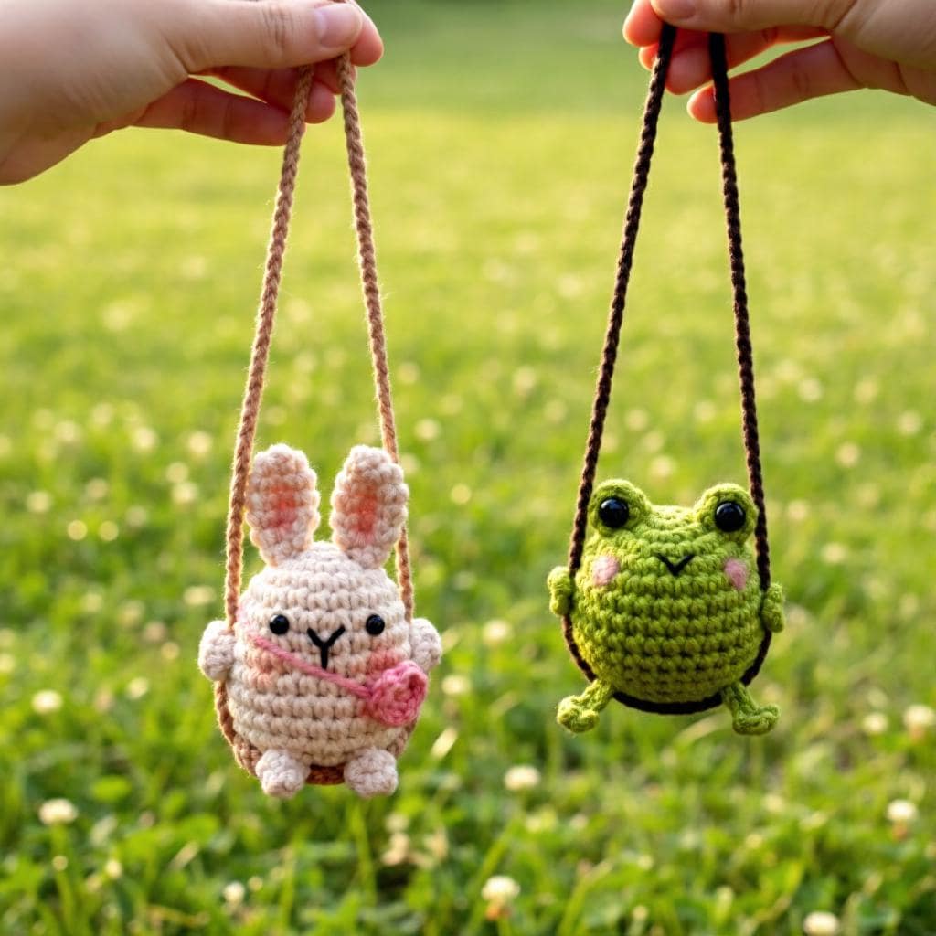 Crochet Rearview Mirror Charm, Handmade Amigurumi Car Mirror Hanging, Cute Kawaii Car Decor, Gift for Her, Personalized Car Charm