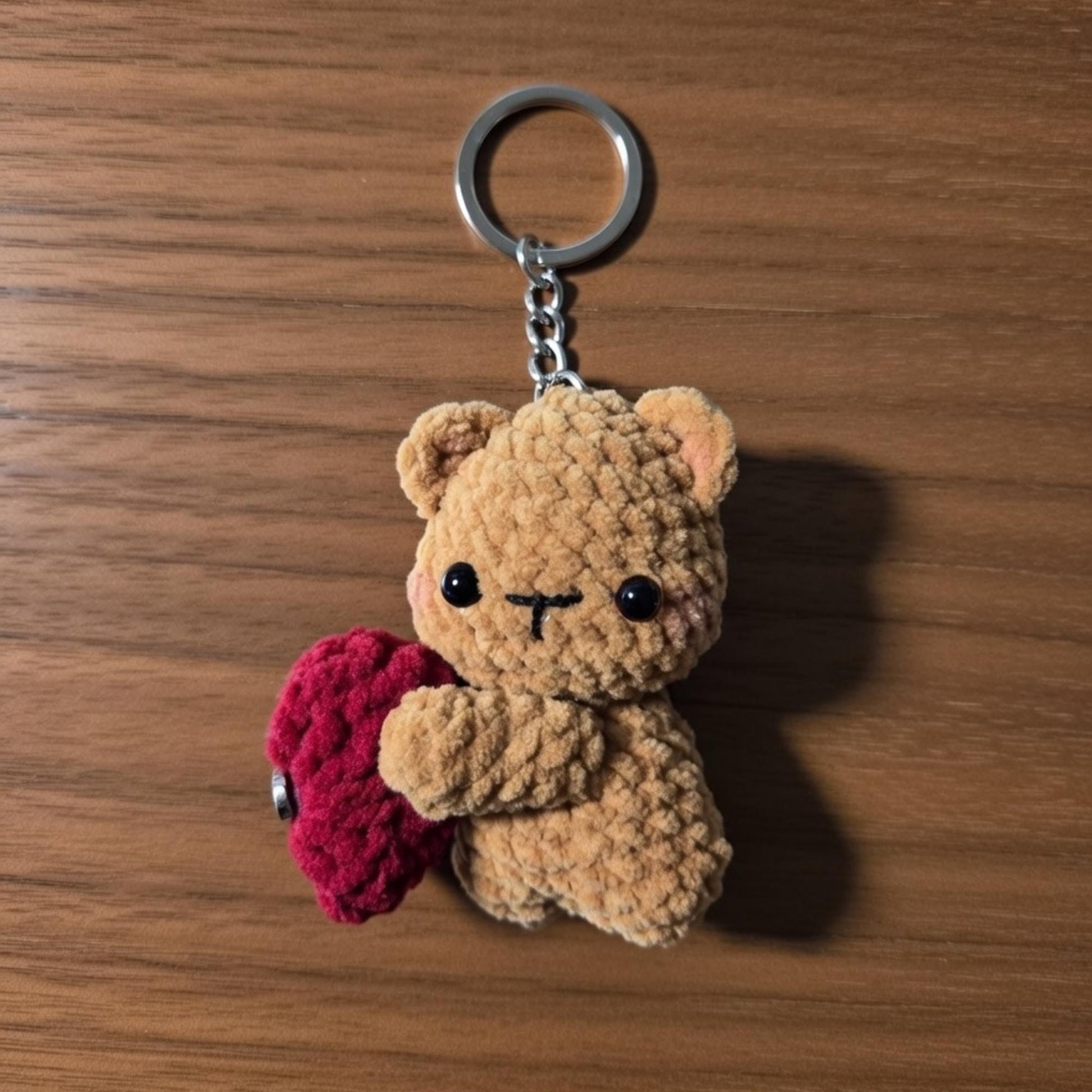 Crochet Bear Keychain Set, Magnetic Heart, Valentine's Gift