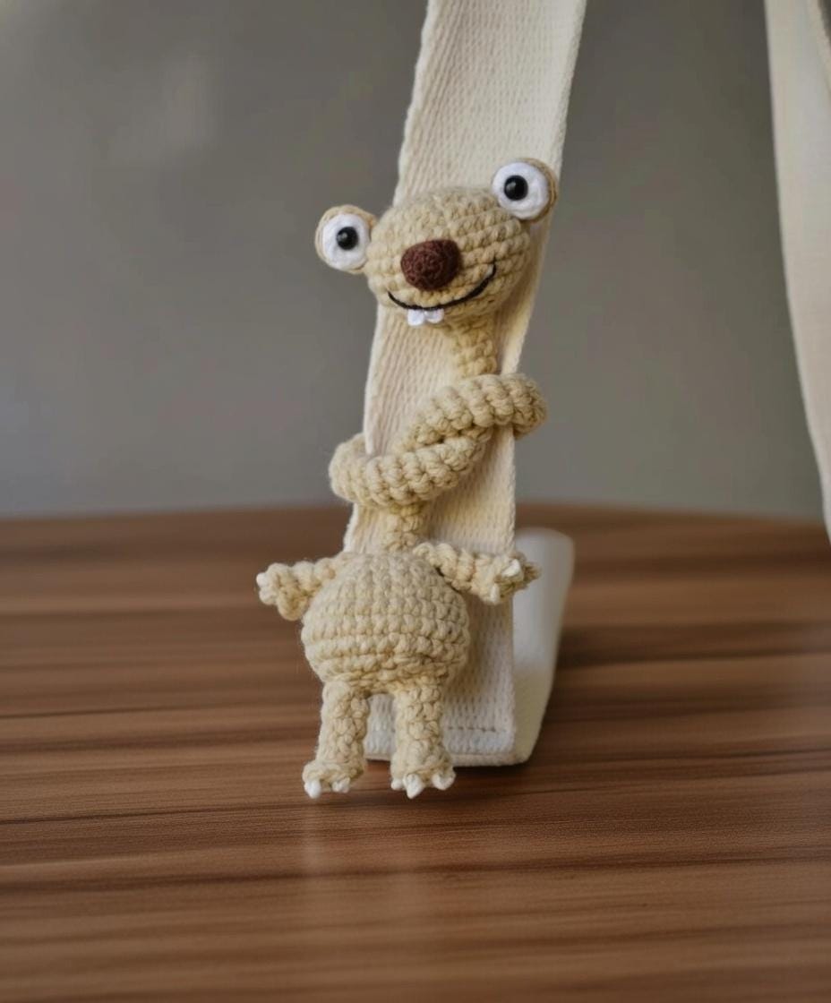 Sid the Sloth Crochet Plush – Handmade Long Neck Sloth Amigurumi Toy, Funny Derpy Ice Age Inspired Gift for Him Her, Desk Decor