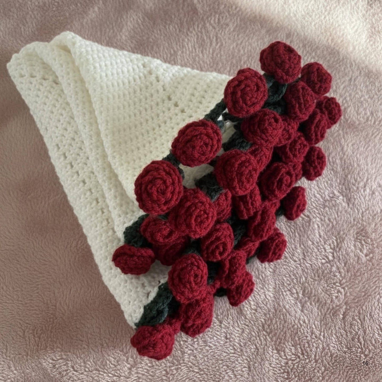 Crochet Flower Bouquet Blanket, Handmade Rose Floral Throw, Valentines Day Gift, Mother’s Day Gift, Wedding Anniversary, Unique Gift for Her