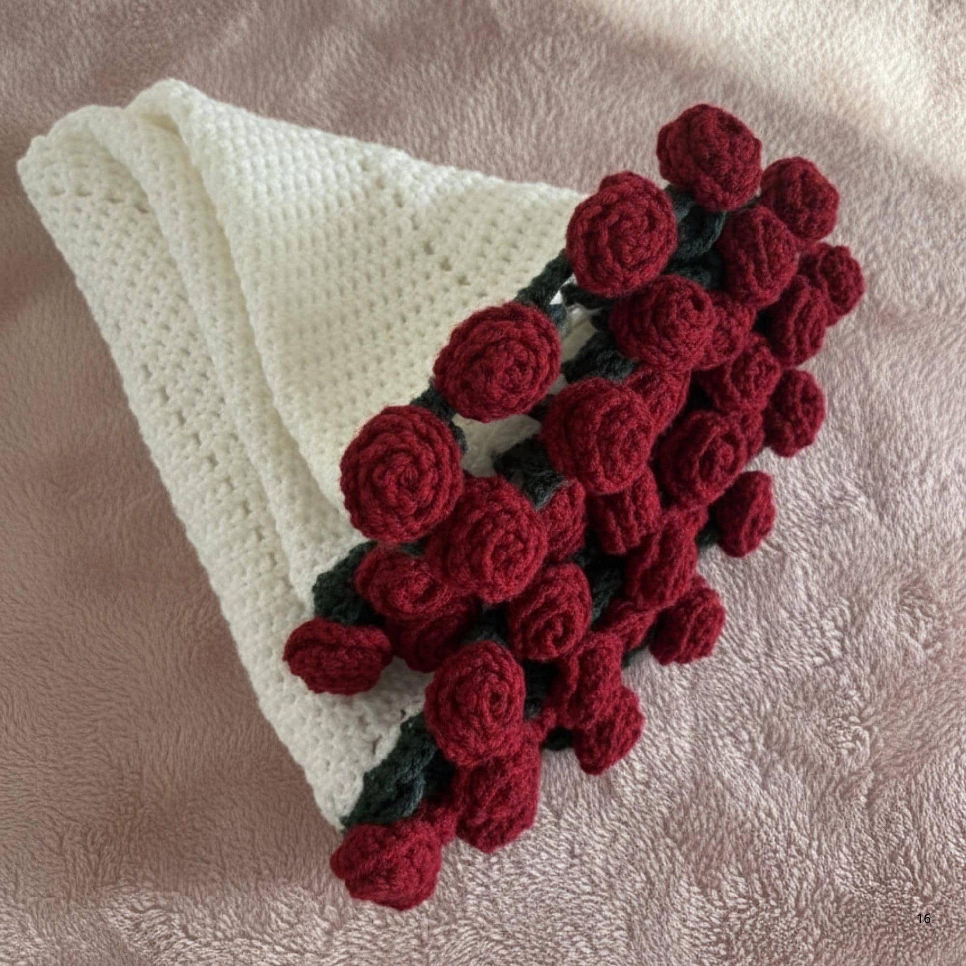 Crochet Flower Bouquet Blanket, Handmade Rose Floral Throw, Valentines Day Gift, Mother’s Day Gift, Wedding Anniversary, Unique Gift for Her