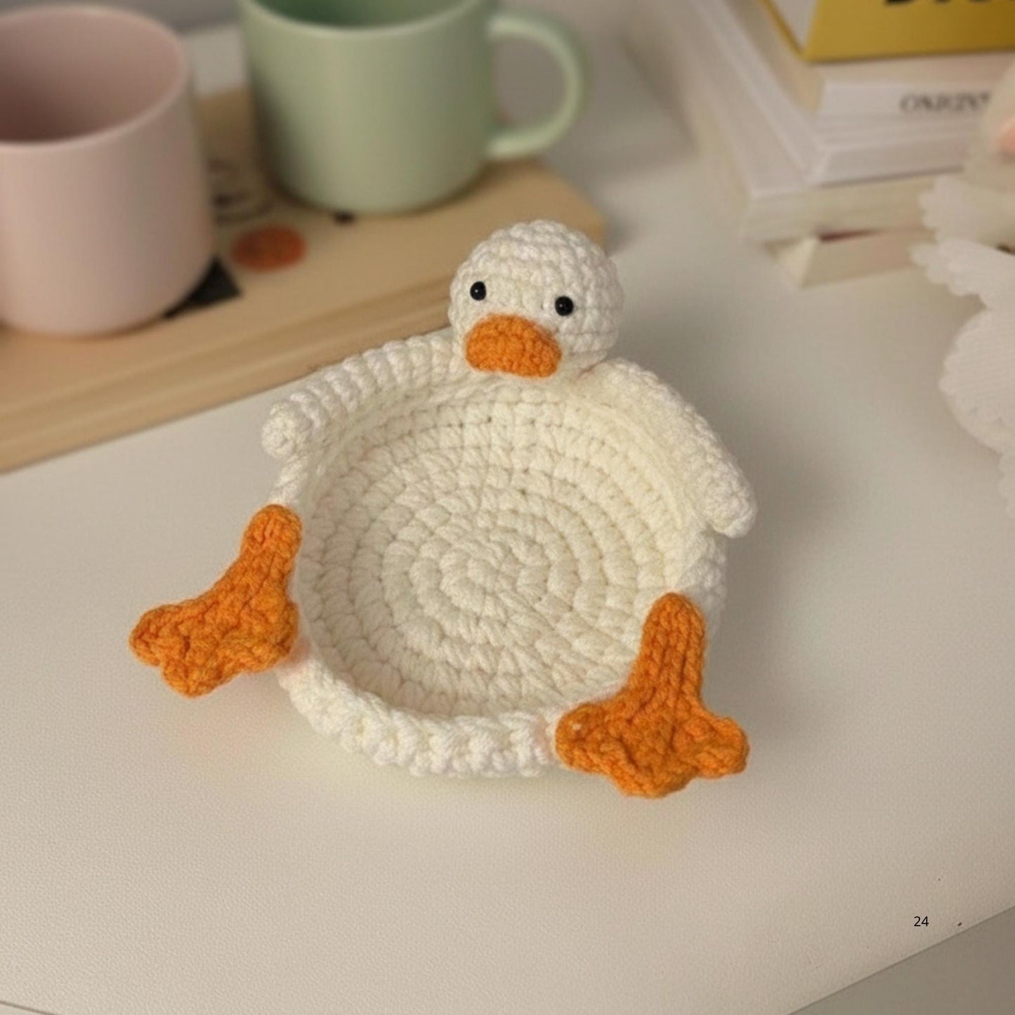 Crochet Animal Coaster, Kawaii Bear Duck Frog Mug Mat, Handmade Amigurumi Desk Decor, Small Housewarming Gift
