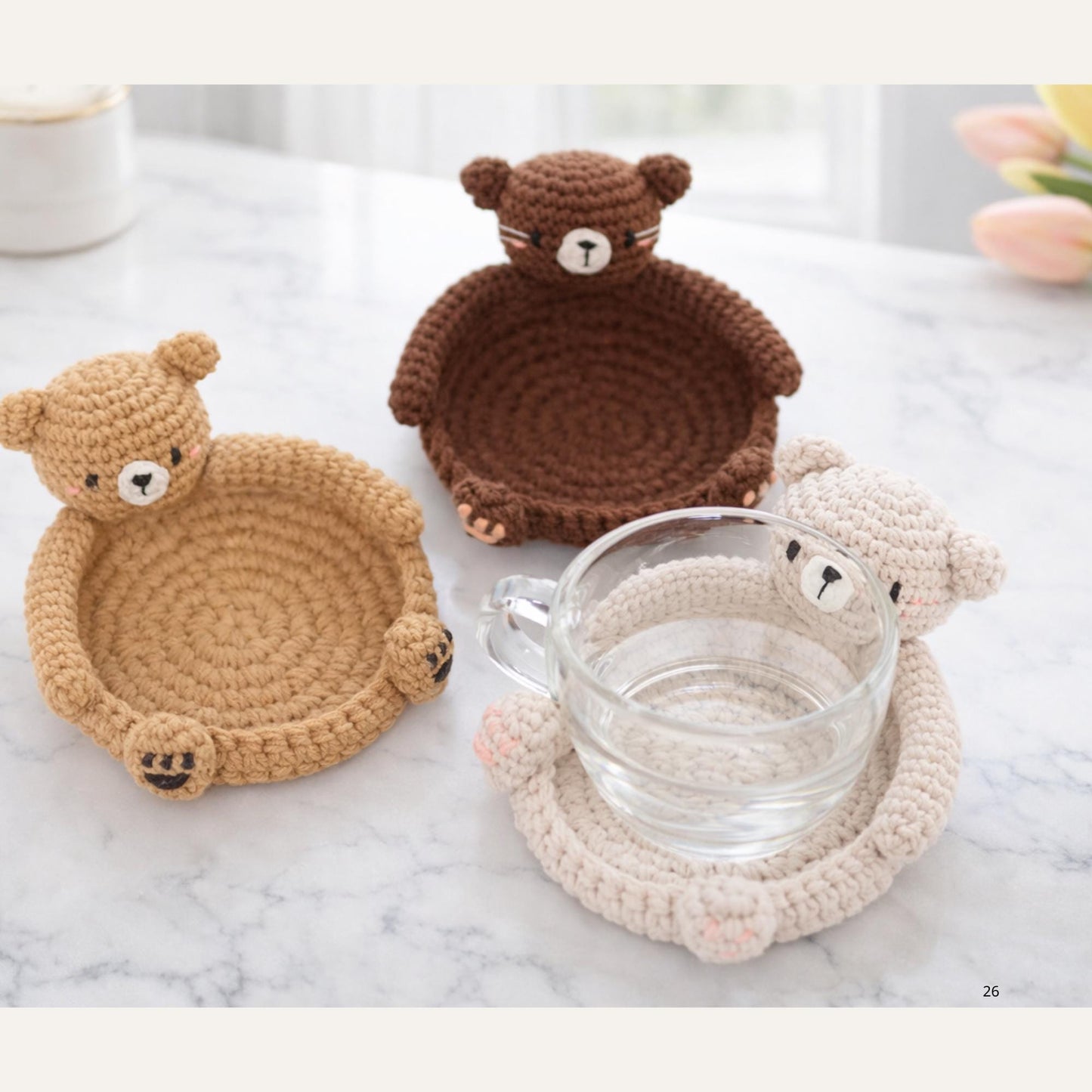 Crochet Animal Coaster, Kawaii Bear Duck Frog Mug Mat, Handmade Amigurumi Desk Decor, Small Housewarming Gift