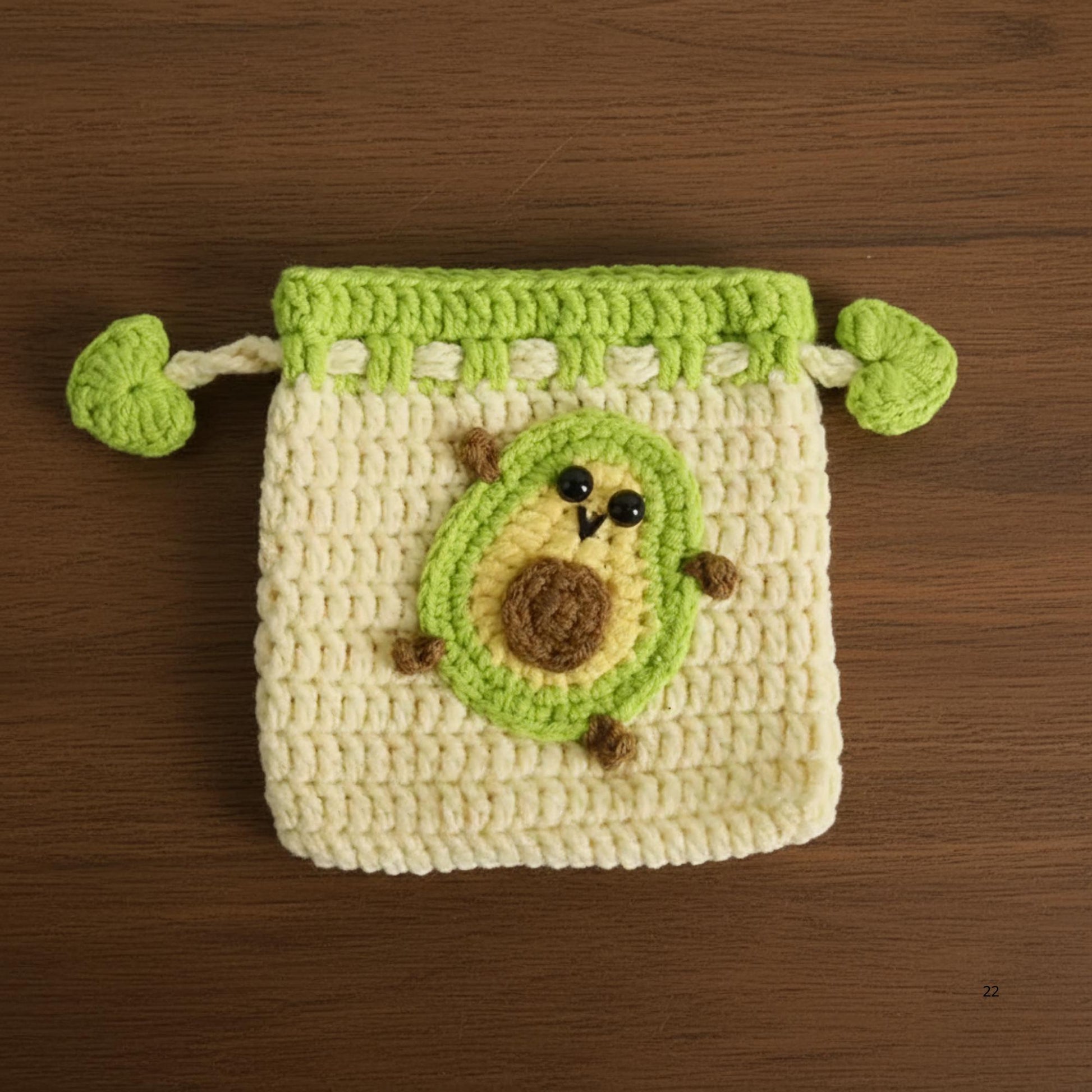 Crochet Drawstring Pouch, Cute Fruit Mini Pouch, Handmade Cotton Coin Purse, Kawaii Gift for Her, Small Crochet Pouch, AirPods Pouch