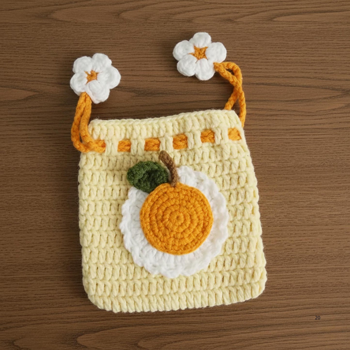Crochet Drawstring Pouch, Cute Fruit Mini Pouch, Handmade Cotton Coin Purse, Kawaii Gift for Her, Small Crochet Pouch, AirPods Pouch