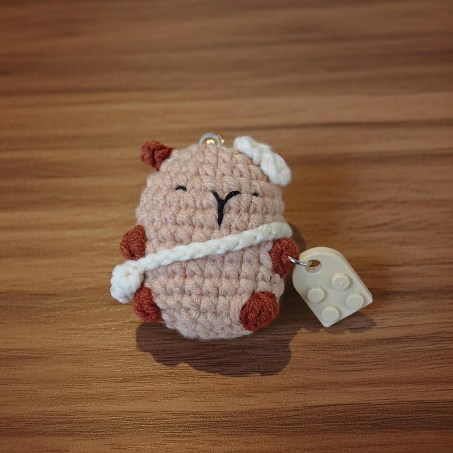 Crochet Capybara Couple Keychain, Amigurumi Matching Keyring