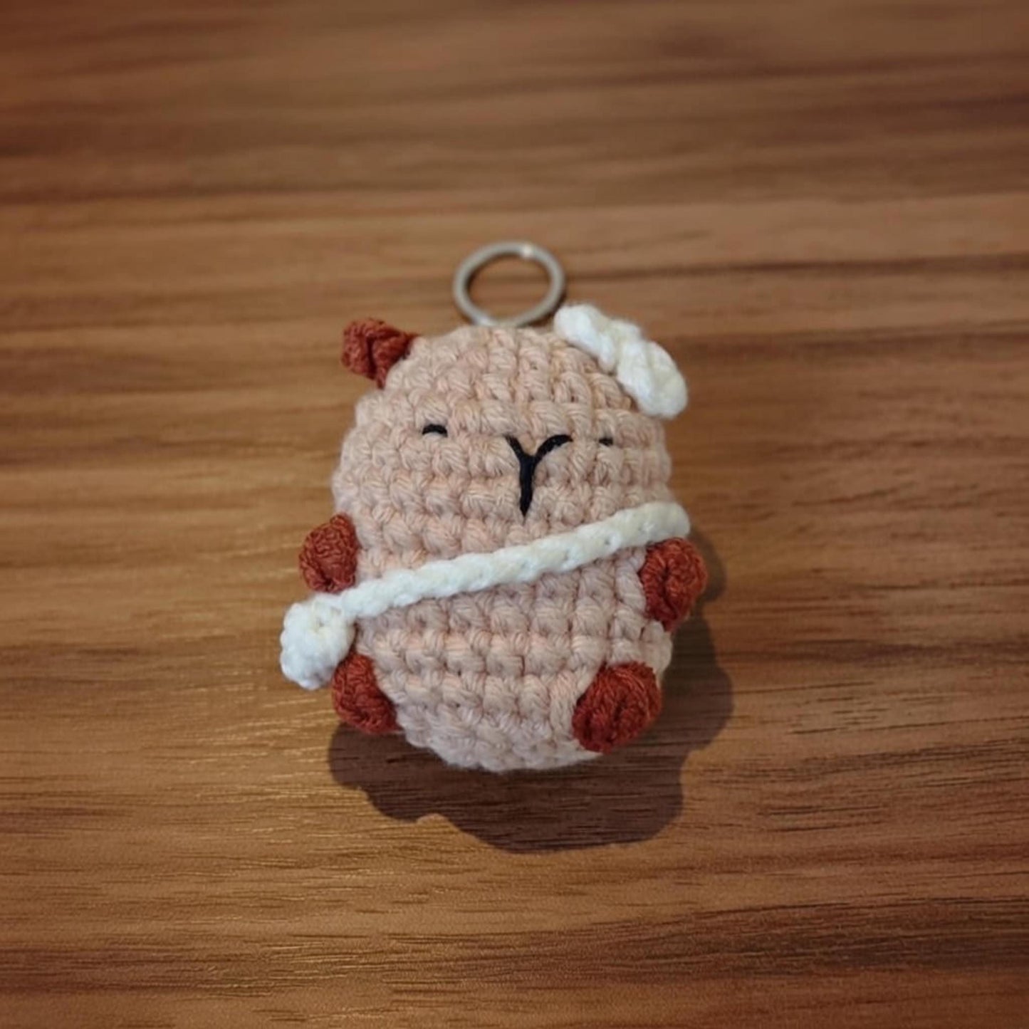 Crochet Capybara Keychain, Handmade Amigurumi Animal Bag Charm