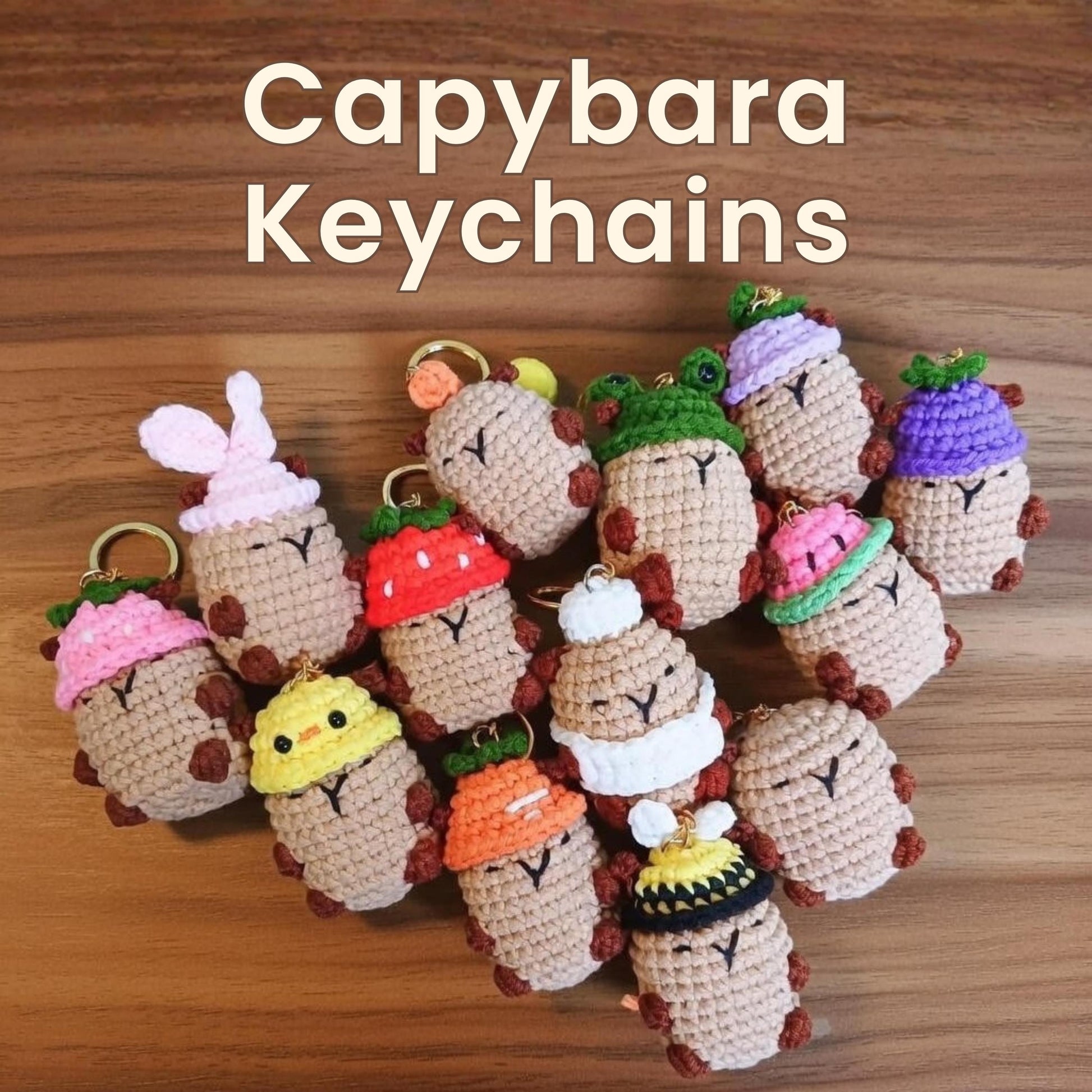 Crochet Capybara Keychain, Handmade Amigurumi Animal Bag Charm