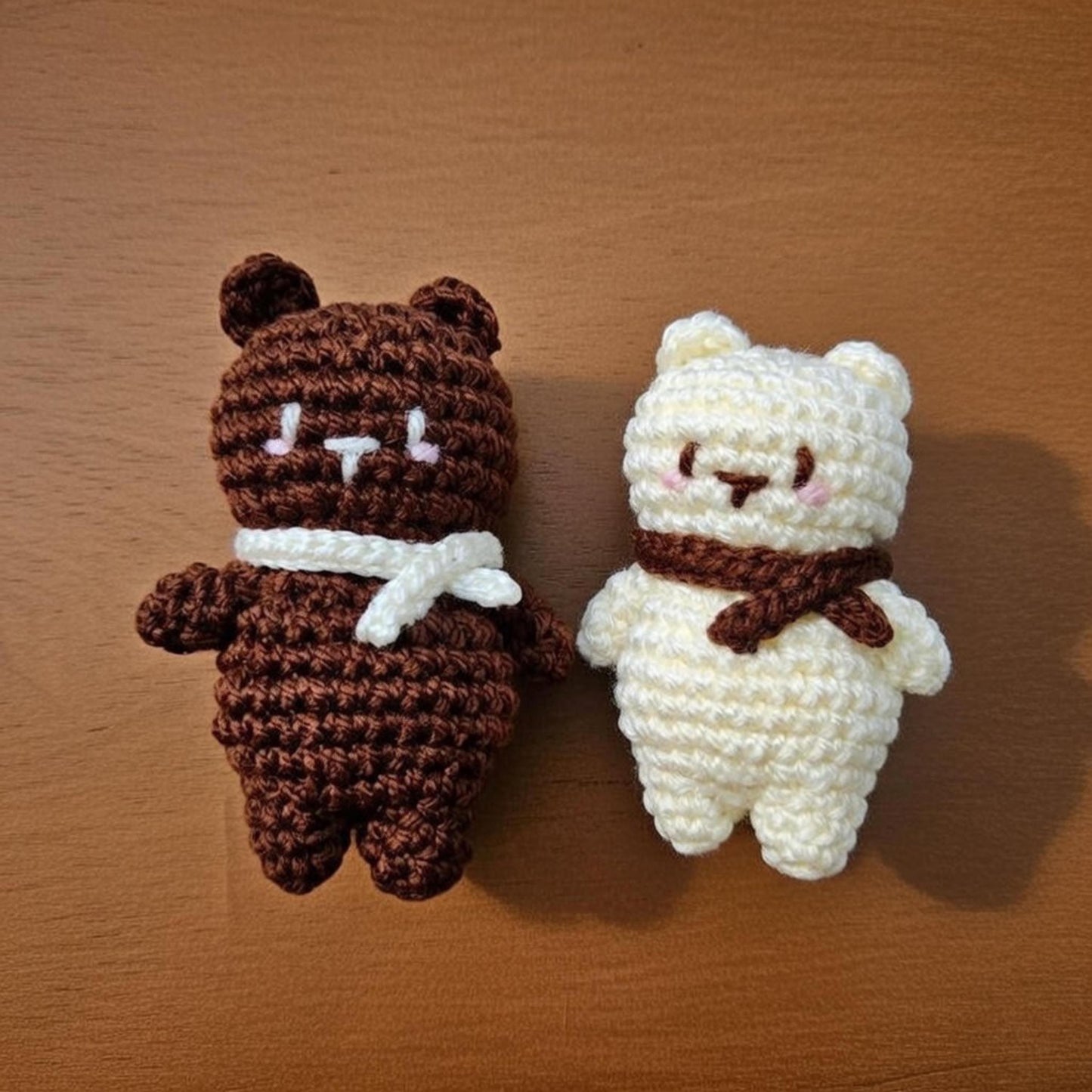 Crochet Bear Matching Keychain, Handmade Amigurumi Bag Charm, Kawaii Bear Keychain, Couple Keychain Gift, Cute Animal Keyring, Gift For Her