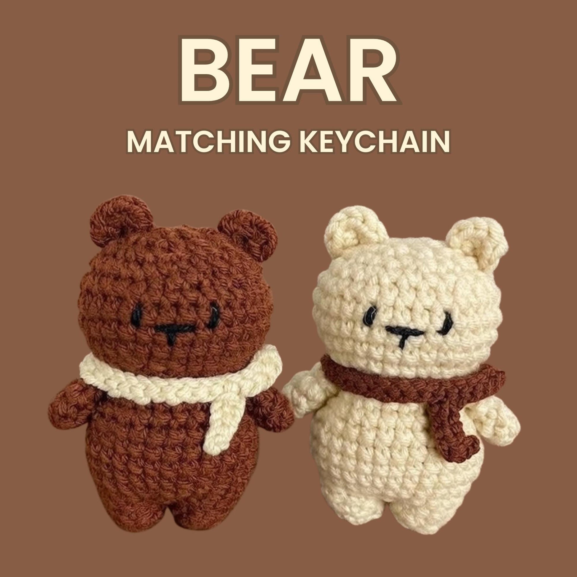 Crochet Bear Matching Keychain, Handmade Amigurumi Bag Charm, Kawaii Bear Keychain, Couple Keychain Gift, Cute Animal Keyring, Gift For Her