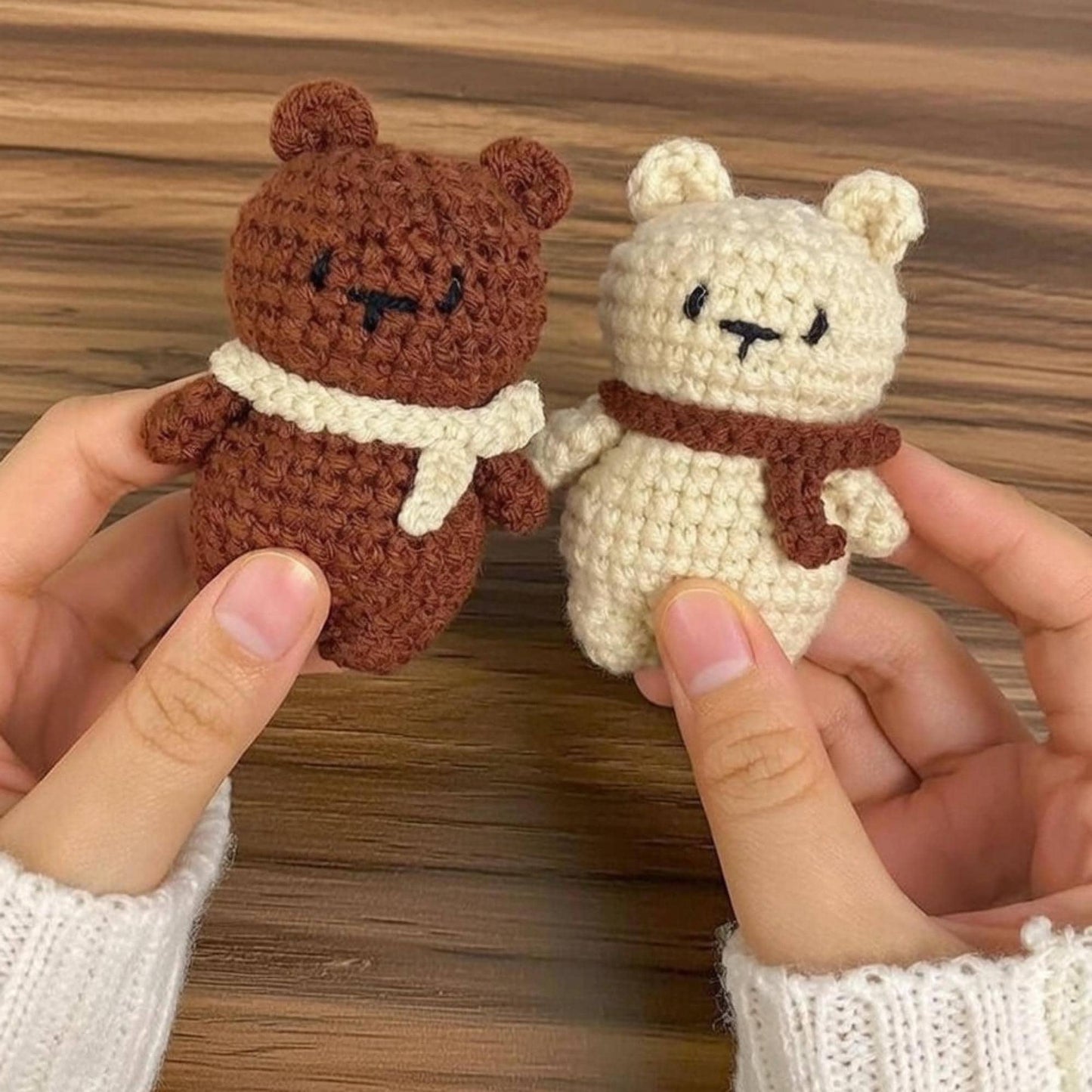 Crochet Bear Matching Keychain, Handmade Amigurumi Bag Charm, Kawaii Bear Keychain, Couple Keychain Gift, Cute Animal Keyring, Gift For Her