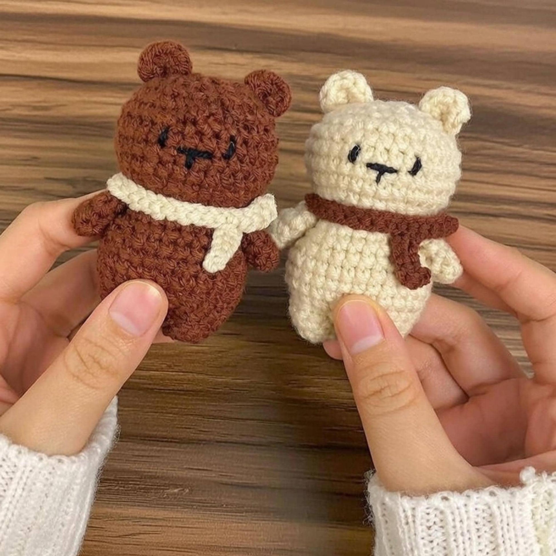 Crochet Bear Matching Keychain, Handmade Amigurumi Bag Charm, Kawaii Bear Keychain, Couple Keychain Gift, Cute Animal Keyring, Gift For Her