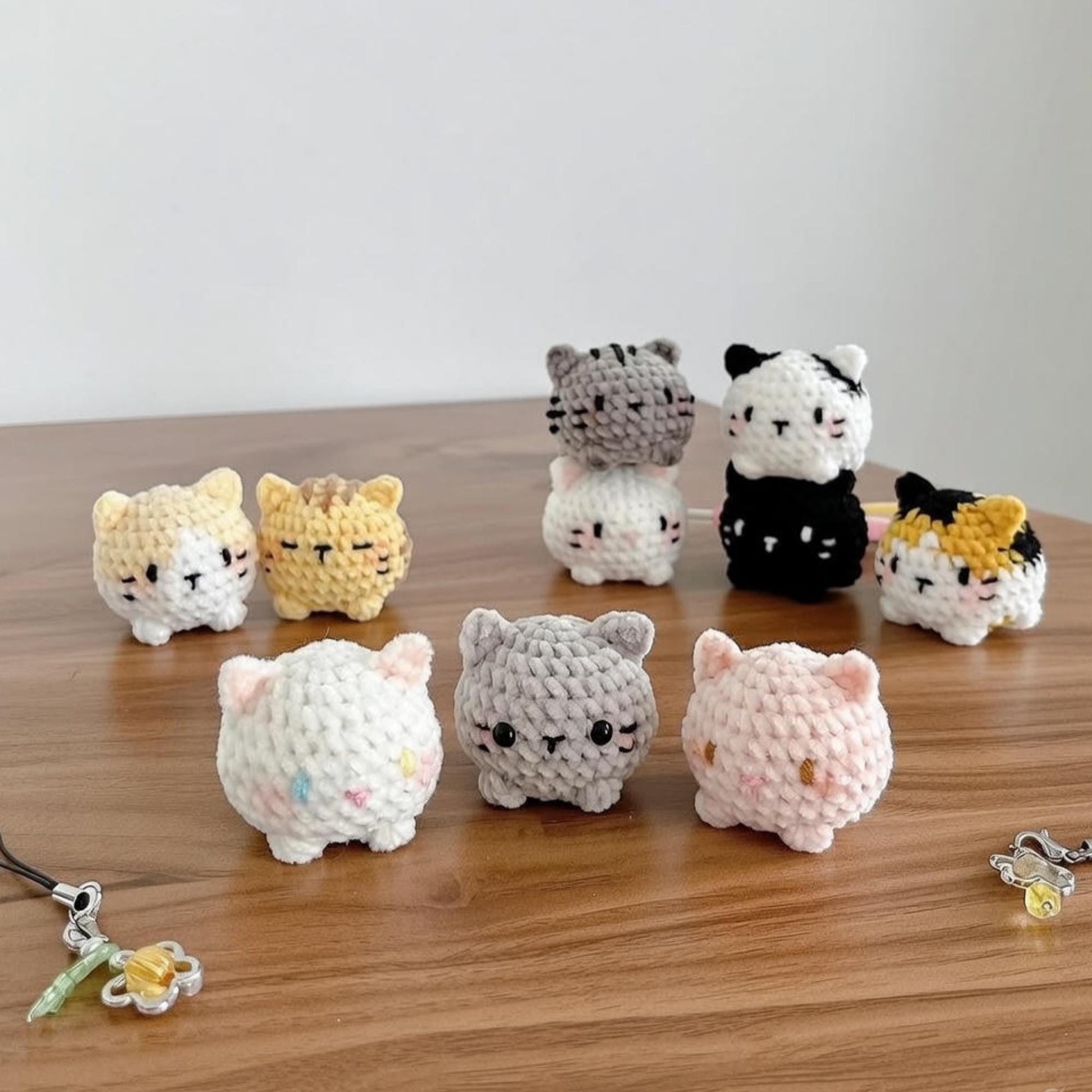 Mini Crochet Cat Keychain, Handmade Amigurumi Kitty Plush, Tiny Cat Bag Charm, Buy 2 Get 1 Free