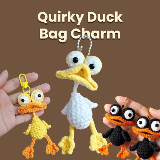 Crochet Duck Keychain, Funny Amigurumi Bag Charm, Gift for Bestie