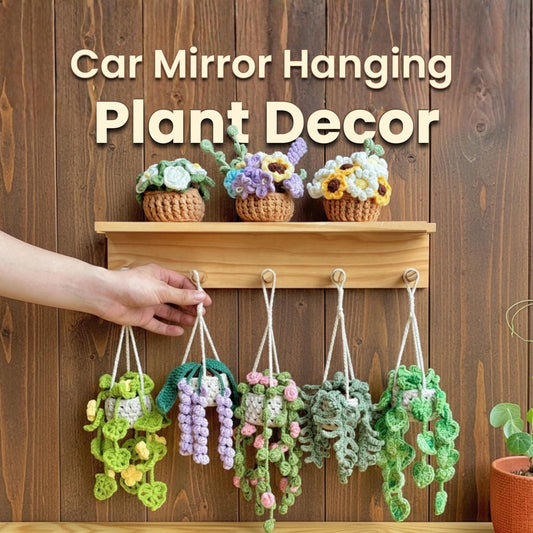 Finished Crochet Plant, Car Mirror Hanging Plant Decor, Handmade Rearview Mirror Accessories, Cute Crochet Gift for Her, New Car Gift