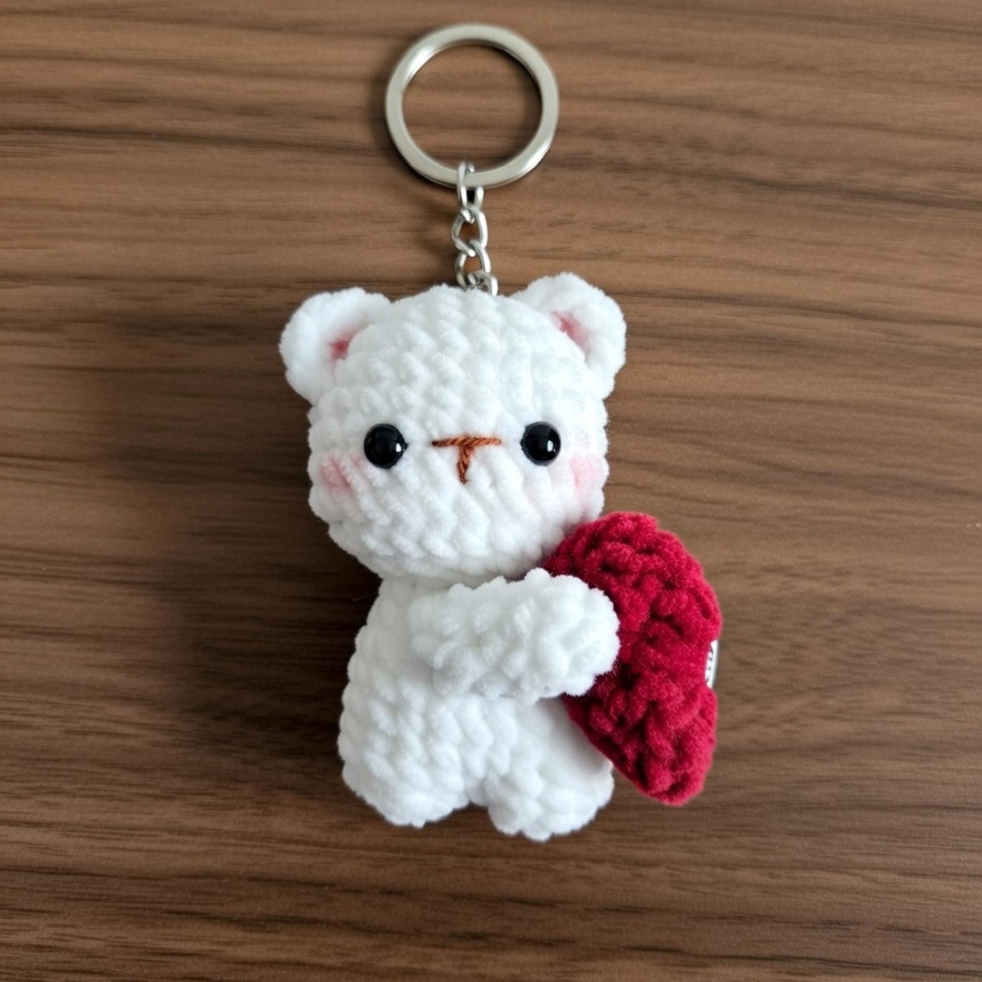 Crochet Bear Keychain Set, Magnetic Heart, Valentine's Gift