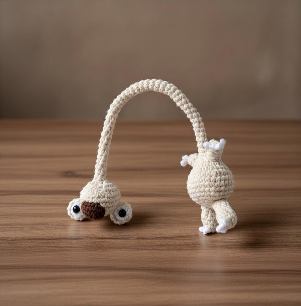 Sid the Sloth Crochet Plush – Handmade Long Neck Sloth Amigurumi Toy, Funny Derpy Ice Age Inspired Gift for Him Her, Desk Decor