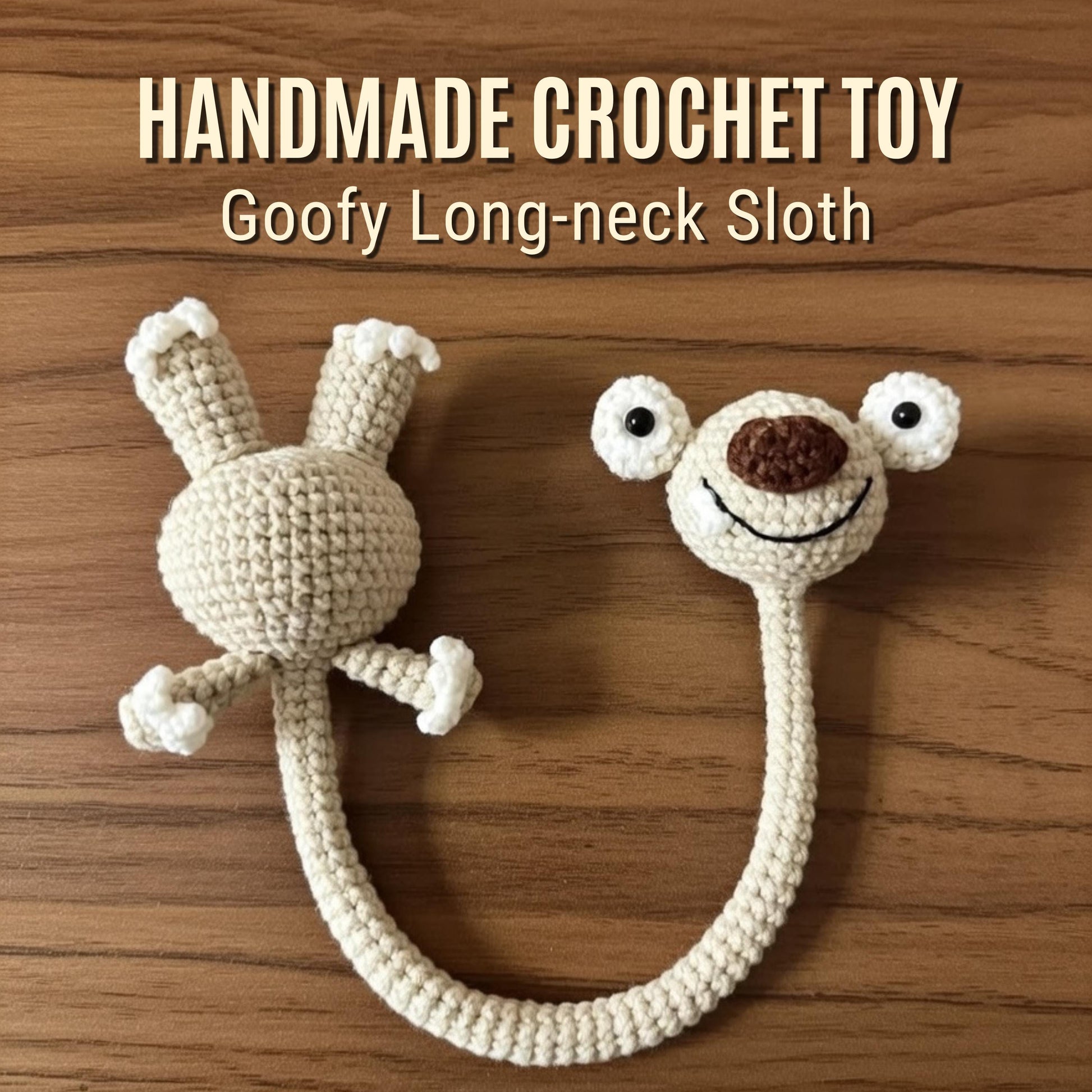 Sid the Sloth Crochet Plush – Handmade Long Neck Sloth Amigurumi Toy, Funny Derpy Ice Age Inspired Gift for Him Her, Desk Decor