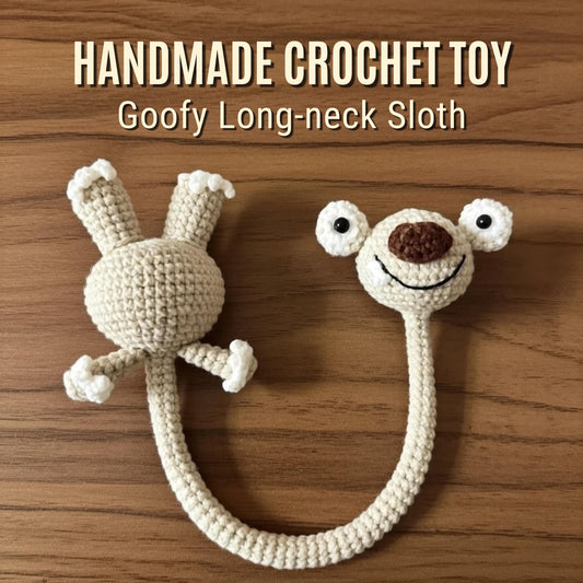 Sid the Sloth Crochet Plush – Handmade Long Neck Sloth Amigurumi Toy, Funny Derpy Ice Age Inspired Gift for Him Her, Desk Decor
