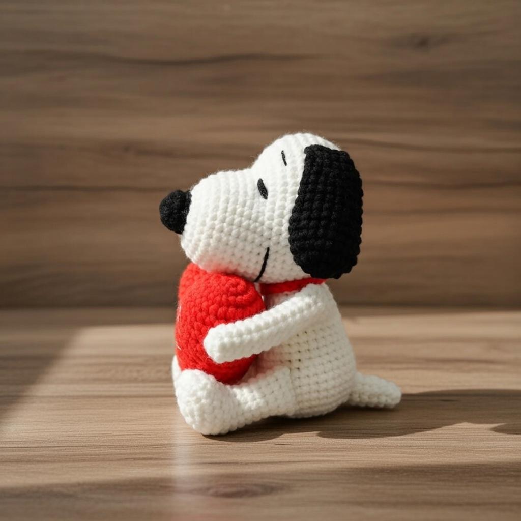 Crochet Dog with Heart, Amigurumi Puppy Plush, Handmade Valentine's Day Gift for Her, Cute Stuffed Animal, Anniversary Present, Love Decor