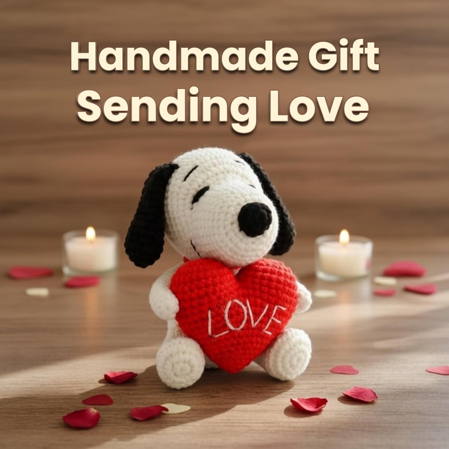 Crochet Dog with Heart, Amigurumi Puppy Plush, Handmade Valentine's Day Gift for Her, Cute Stuffed Animal, Anniversary Present, Love Decor