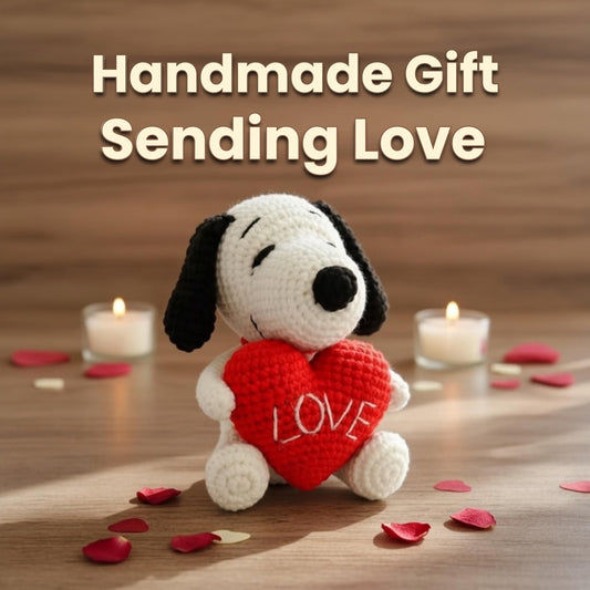 Crochet Dog with Heart, Amigurumi Puppy Plush, Handmade Valentine's Day Gift for Her, Cute Stuffed Animal, Anniversary Present, Love Decor