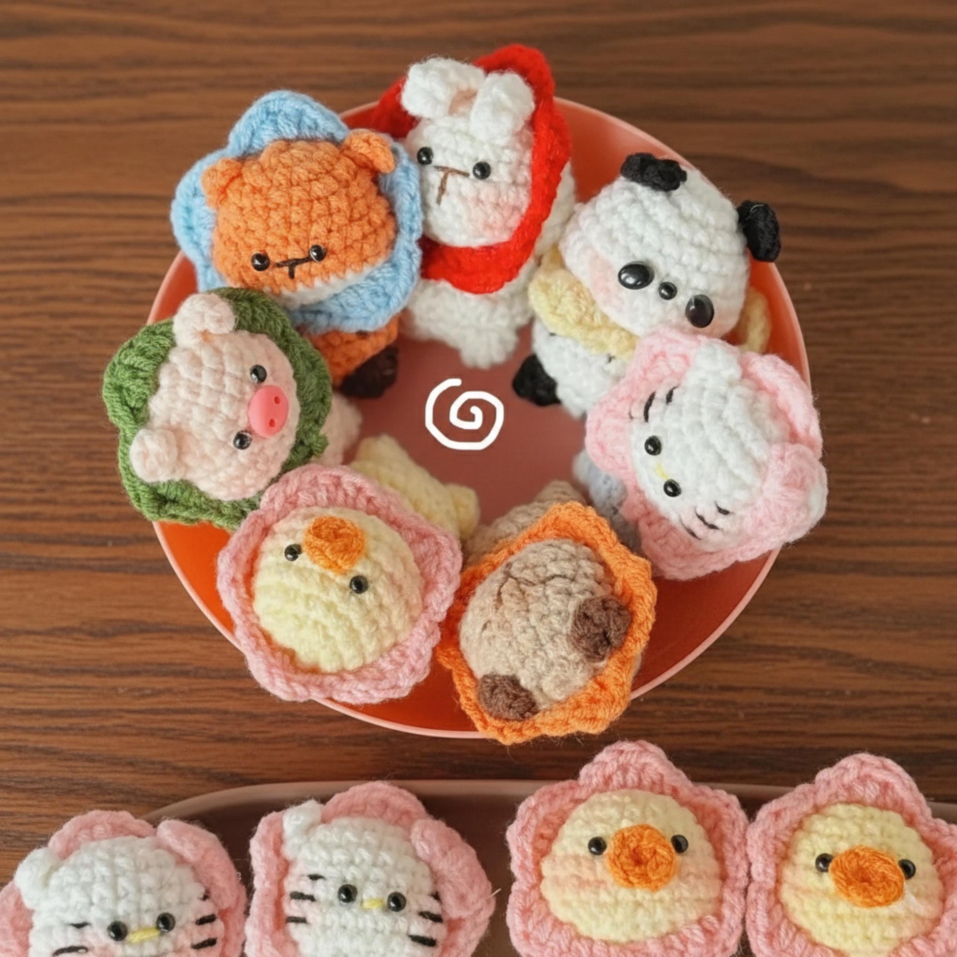 Handmade Crochet Animal Plushie Keychain, Chenille Yarn Stuffed Toy